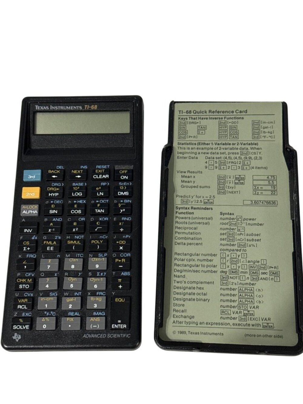Texas Instruments TI-68 Advanced Scientific Calculator With Reference Card